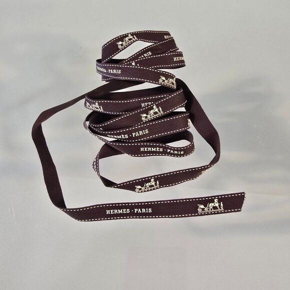 Hermes Paris Authentic Designer Ribbon Gift Wrapping Brown 2 Yards 10 Inches - Picture 4 of 5